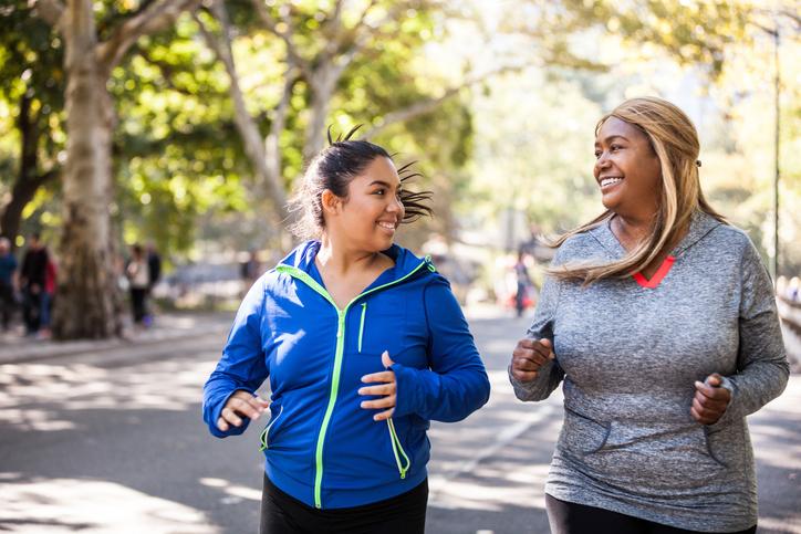 two women jogging