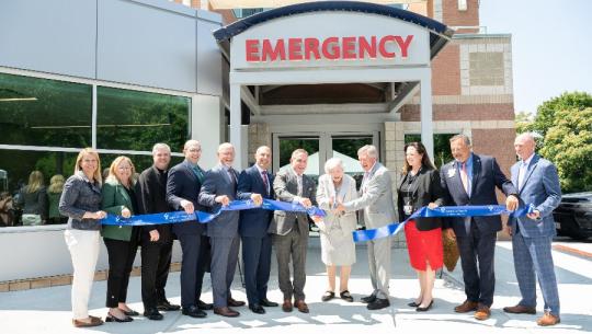 st. charles hospital staff in front of emergency department