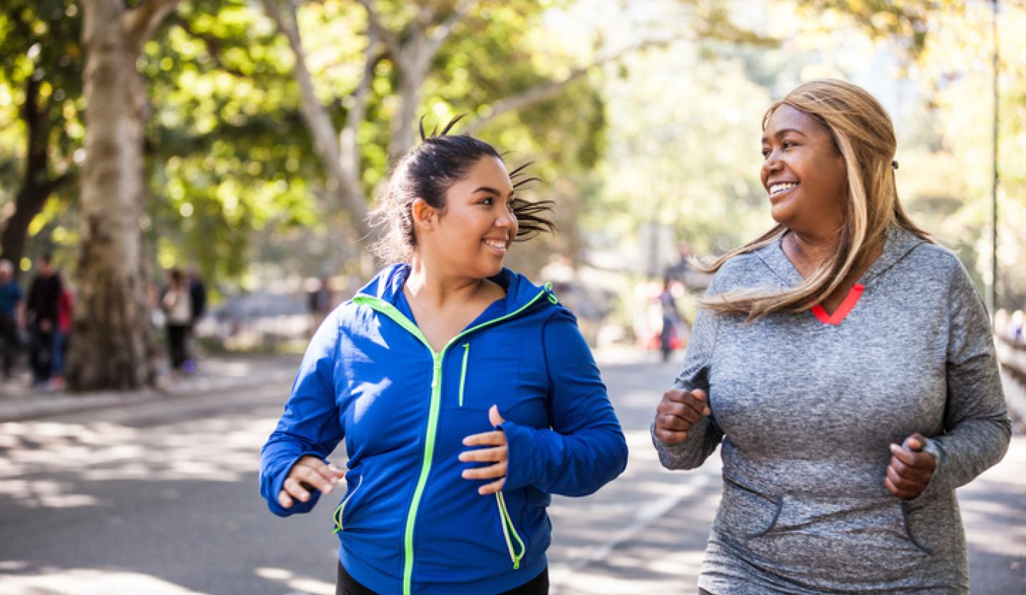 two women jogging