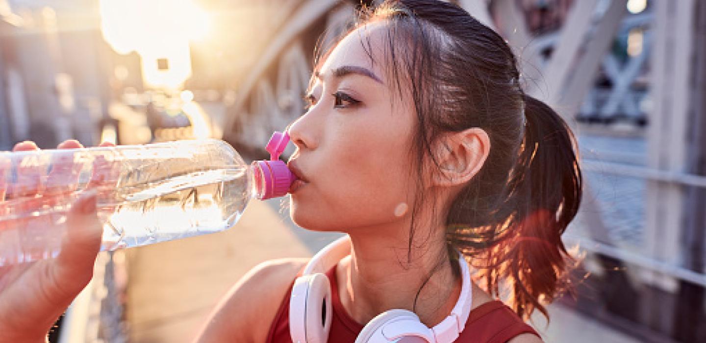 woman drinking water