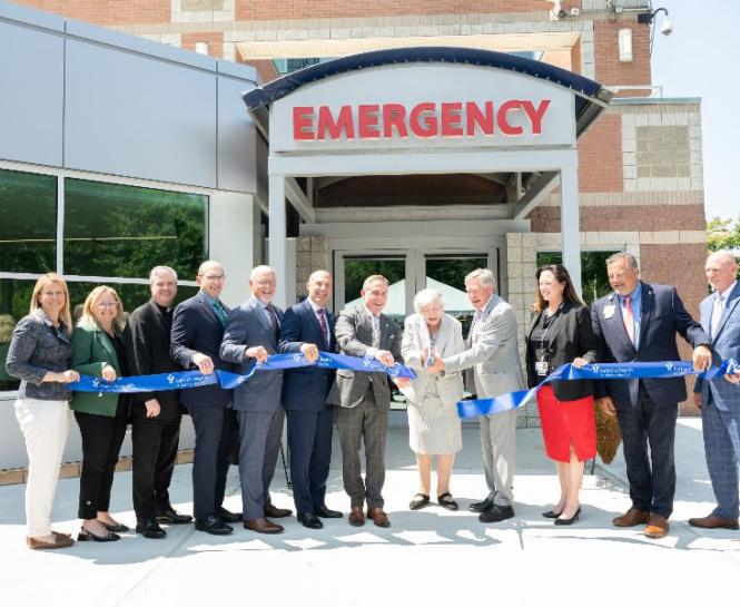 st. charles hospital staff in front of emergency department