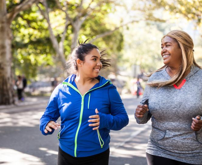 two women jogging