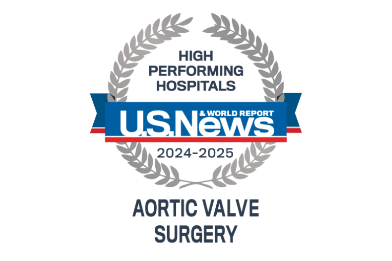 US News high performing badge aortic valve surgery