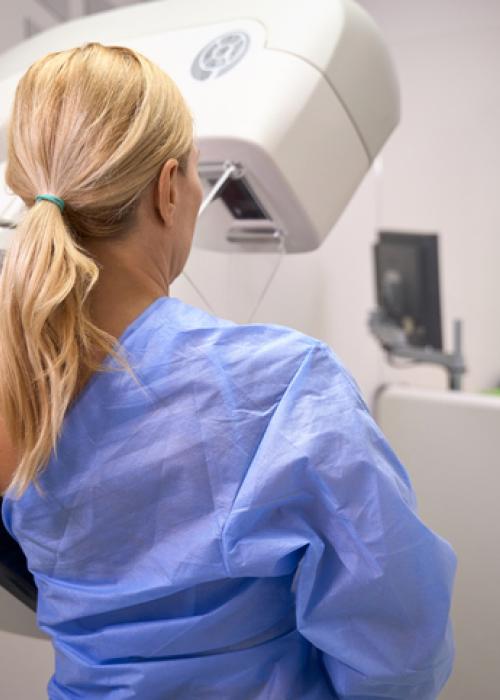 woman getting mammography