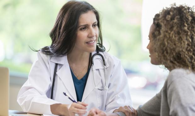 female doctor, patient